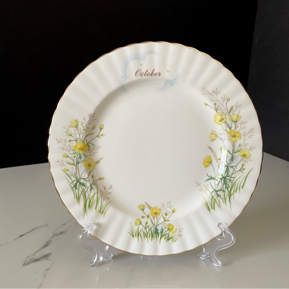 October "Buttercup" Wildflower of the Month Plate by Royal Albert